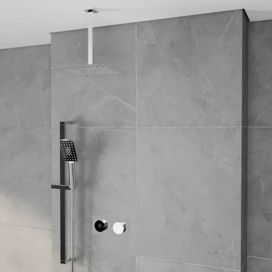 Product Image for Cyber 2 Outlet Shower Set with Fixed Head, Vertical Arm & Handset Slider Kit