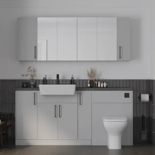Oliver Dust Grey 1700 Slim Shaker Fitted Furniture with Mirror Cabinets 1 Main product image for the Oliver Dust Grey 1700 Slim Shaker Fitted Furniture with Mirror Cabinets 1