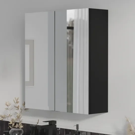 Main Product Image for Oliver Matt Black 600mm Mirror Cabinet