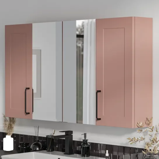Product image for Oliver Pink 1200mm Mirror Cabinet With Double Wall Storage