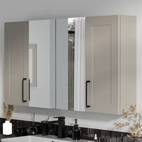 Product image for Oliver Cashmere 1200mm Mirror Cabinet With Double Wall Storage