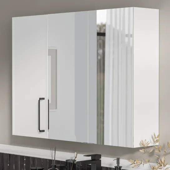 Product image for Oliver White 1200mm Mirror Cabinet With Single Wall Storage Slim