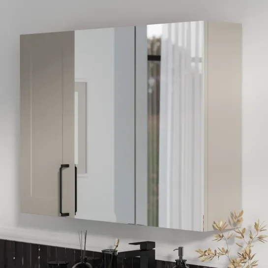 Product image for Oliver Cashmere 1200mm Mirror Cabinet With Single Wall Storage