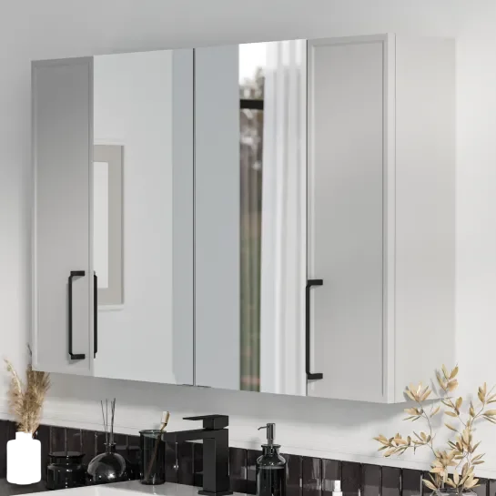 Product image for Oliver Dust Grey 1200mm Mirror Cabinet With Double 200mm Wall Storage