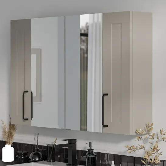 Product image for Oliver Cashmere 1200mm Mirror Cabinet With Double 200mm Wall Storage