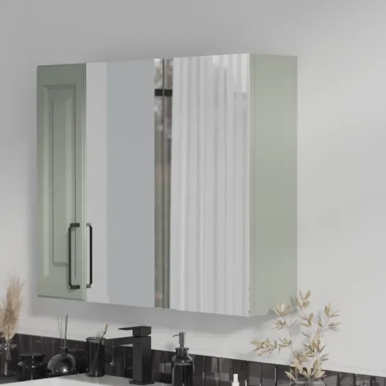 Product image for Oliver Sage Green 1200mm Mirror Cabinet With Single 200mm Wall Storage