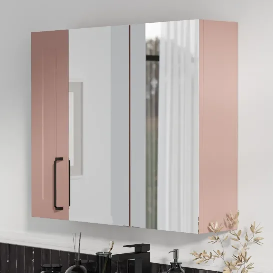 Product image for Oliver Pink 1200mm Mirror Cabinet With Single 200mm Wall Storage