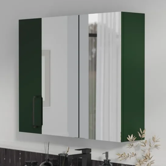 Product image for Oliver Matt Green 1200mm Mirror Cabinet With Single 200mm Wall Storage