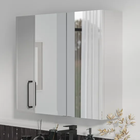 Product image for Oliver Dust Grey 1200mm Mirror Cabinet With Single 200mm Wall Storage
