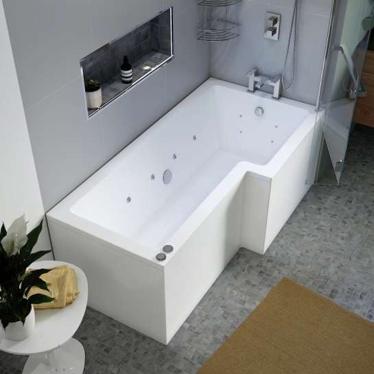 L Shaped Whirlpool Shower Bath (right Handed) L Shaped Whirlpool Shower Bath (right Handed)