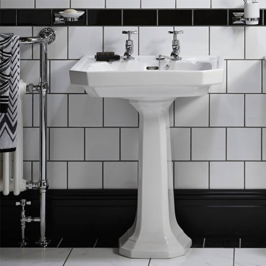 Granley Deco 55cm Basin 2TH And Pedestal Granley Deco 55cm Basin 2TH And Pedestal
