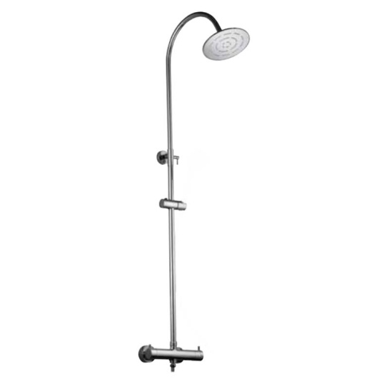 Florentine Thermostatic Shower Mixer with Integrated Diverter, Rigid Riser, Shower Head and Shower Handset, Round Head
