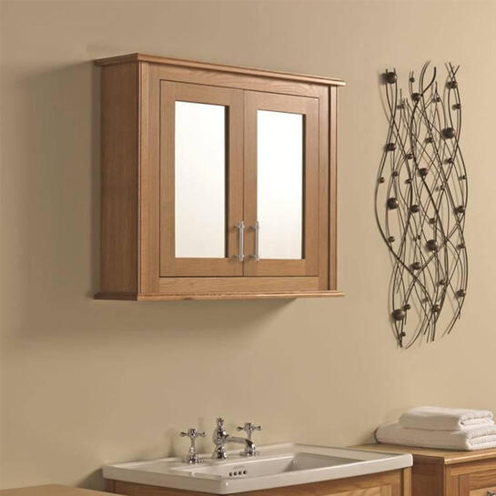 Thurlestone Wall Cabinet With 2 Doors Wood/Mirror Glass Doors