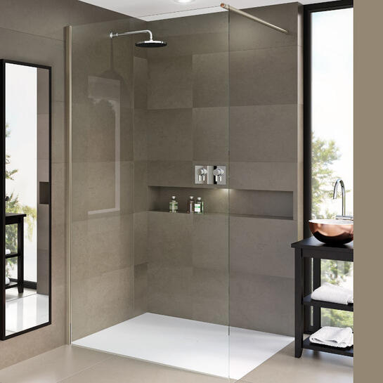 Matki One Wet Room Shower Panel with Wall Brace Bar