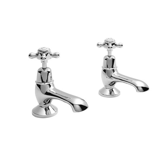 WHITE BATH TAPS WITH CROSSHEAD & DOME COLLAR