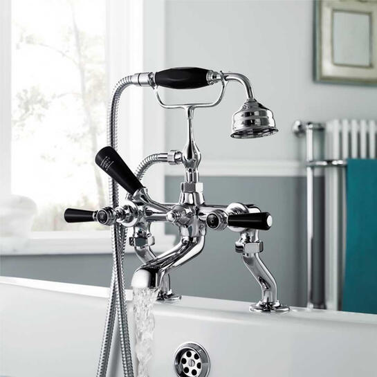 Black Topaz With Lever Wall Mounted Bath Shower Mixer