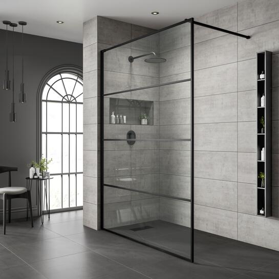 Product image for Jaquar Wetroom Shower Screen Black Frame 900mm 1000mm