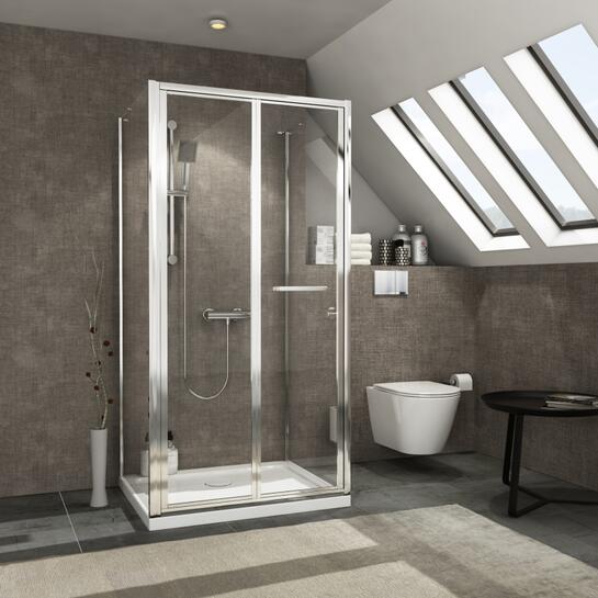 small chrome reduced height 1750 shower enclosure