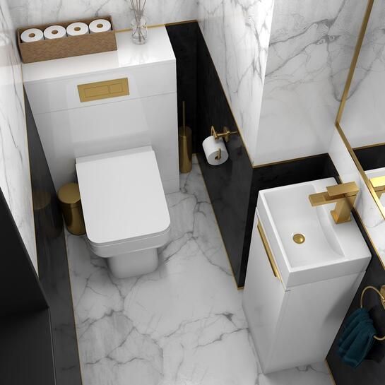 Jivana 325 White Suite (No Cistern) | Gold Handles