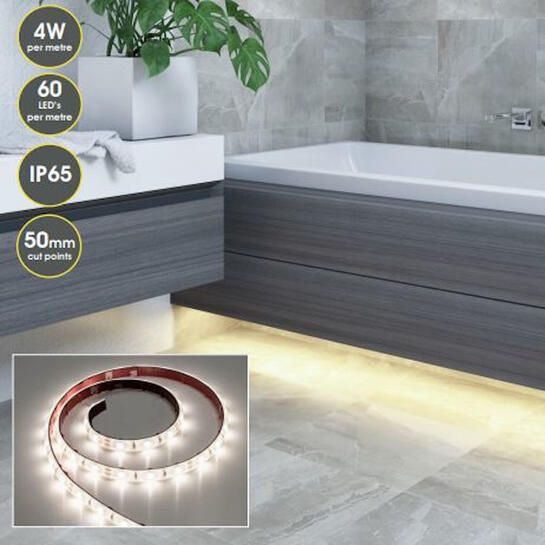 Bathroom wall outlet strip light