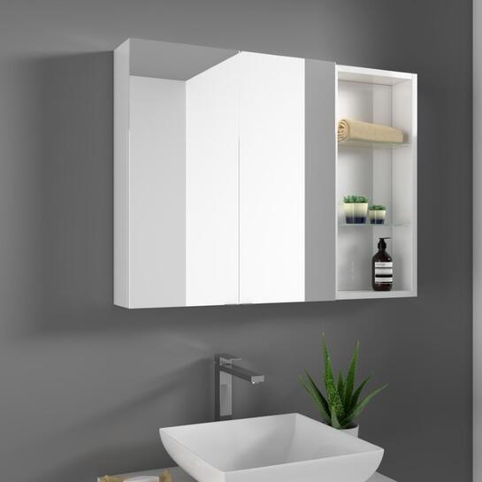 BC WHITE MIRROR CABINET with SIDE STORAGE