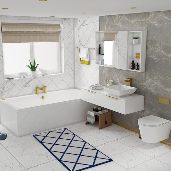 Jivana Straight Bath Suite | Gold Handles