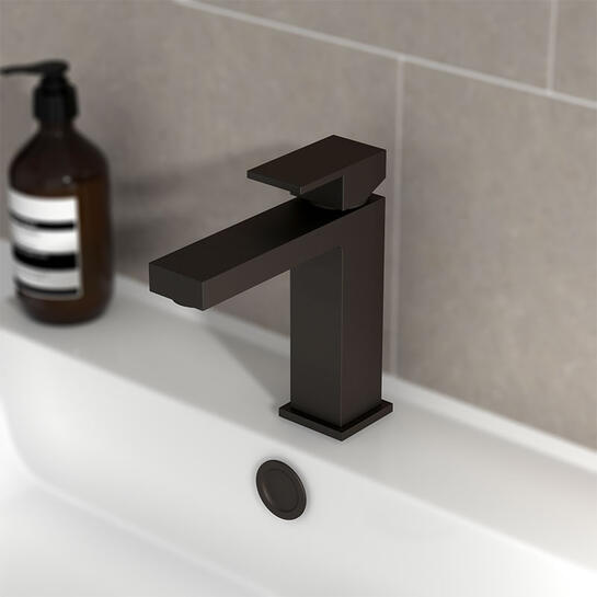 GLADE Basin Mono Mixer Tap with Waste Black GLADE Basin Mono Mixer Tap with Waste Black