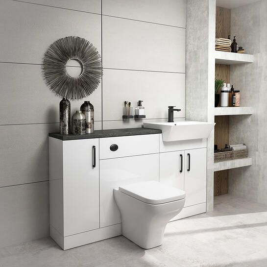 Black and deals white bathroom furniture