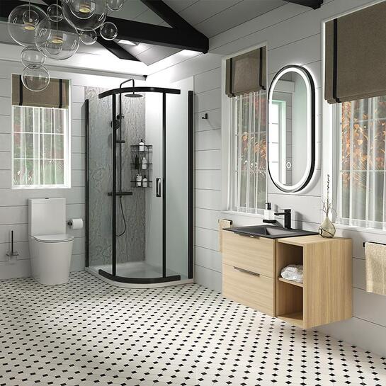 alani black offset shower suite 900 vanity unit