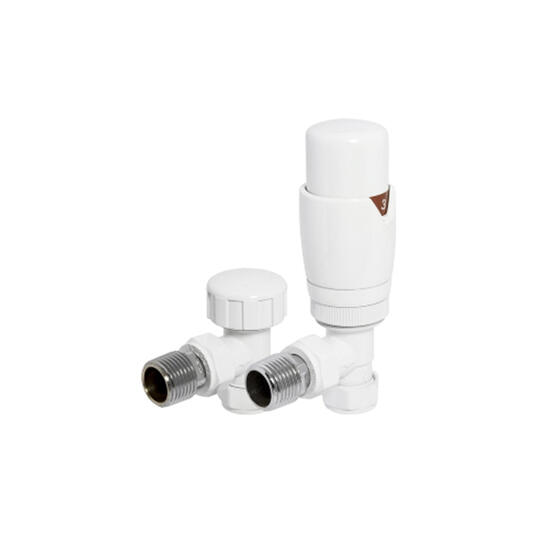 white angled thermostatic radiator valve pack (pairs)