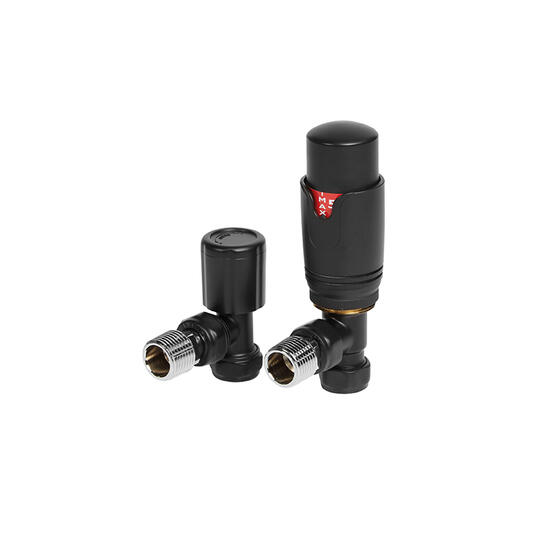 black angled thermostatic radiator valve pack (pairs)