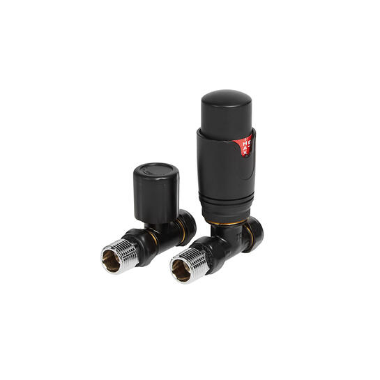 black straight thermostatic radiator valve pack (pairs)