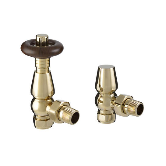 chelsea angled thermostatic radiator valve in polished brass