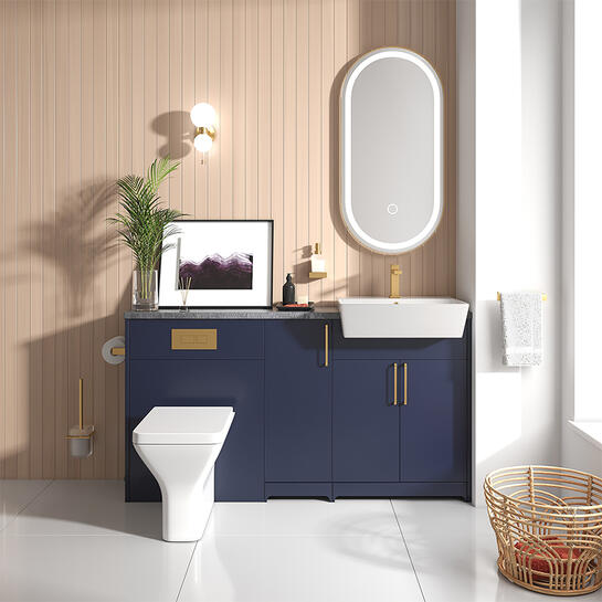 Oliver Navy Blue Fitted Suite | Gold Handles