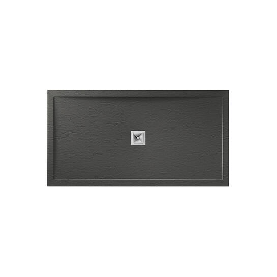 aqualavo 1000 rectangle shower tray black slate effect slimline chrome waste