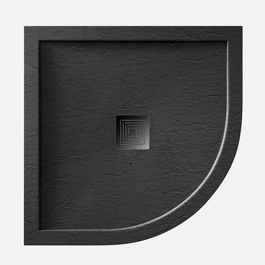 aqualavo 900 quadrant shower tray black slate effect slimline black waste