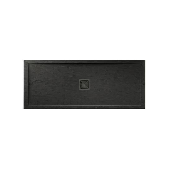 aqualavo 1200 rectangle shower tray black slate effect slimline black waste