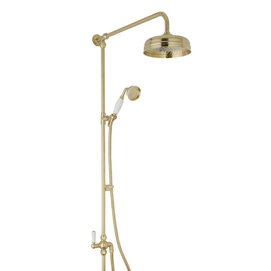 bayswater victrion brushed gold rigid riser shower kit with head