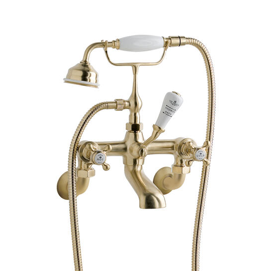 bayswater victrion gold crosshead wall mounted bath shower mixer tap