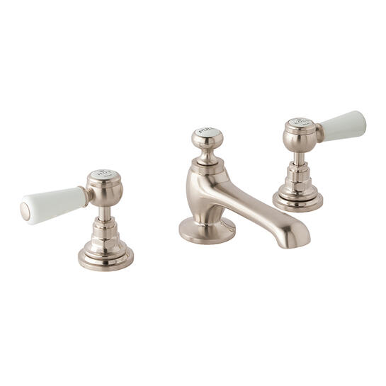 bayswater victrion brushed nickel lever three hole basin mixer tap