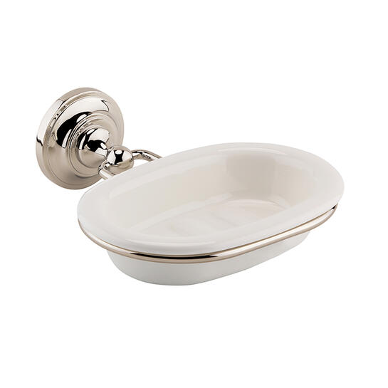 bayswater victrion ceramic soap dish with nickel holder