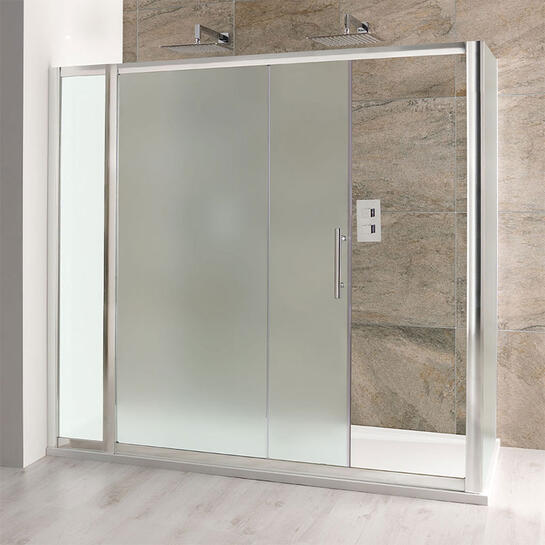 volente sliding shower enclosure 1400mm frosted glass