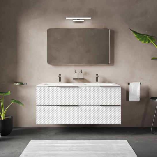 Product Image showing Elvia 1200 White Vanity Unit without Legs (White Basin & Chrome Handles) without Legs