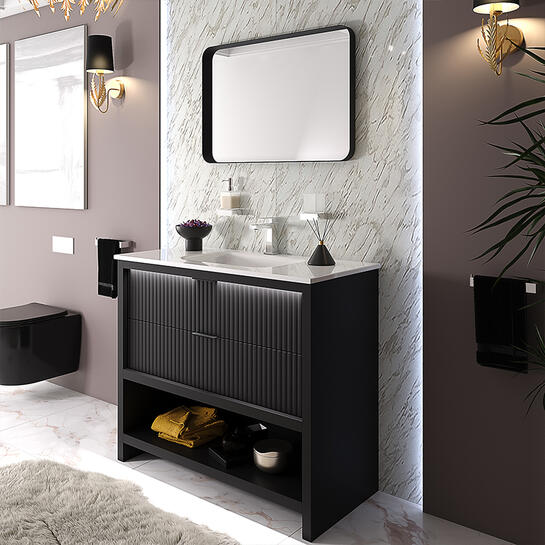 Black bathroom on sale vanity base