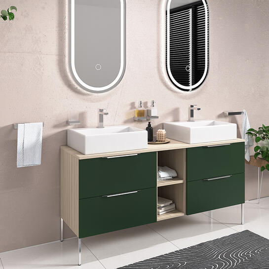 Alani Green 1500 Unit | Handles & Legs in Chrome