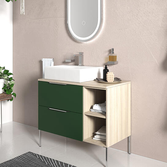 Alani Green 900 Unit | Handles & Legs in Chrome