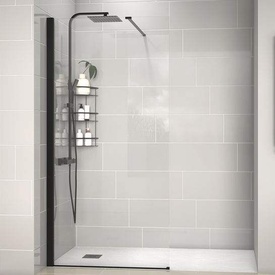 Radiant White Walk-in with White Slate Tray: 1700 x 800mm Radiant White Walk-in with White Slate Tray: 1700 x 800mm