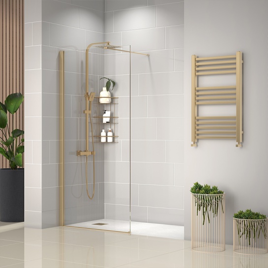 Radiant Gold Walk-in with White Slate Tray: 1700 x 800mm Radiant Gold Walk-in with White Slate Tray: 1700 x 800mm