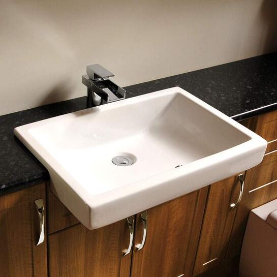 Titanio White Square Semi-Recessed Basin