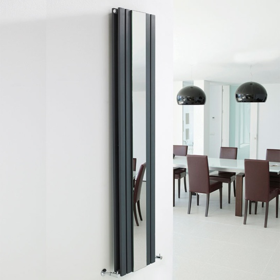 Grey Sloane Double Panel Radiator with Mirror 1800mm X 381mm